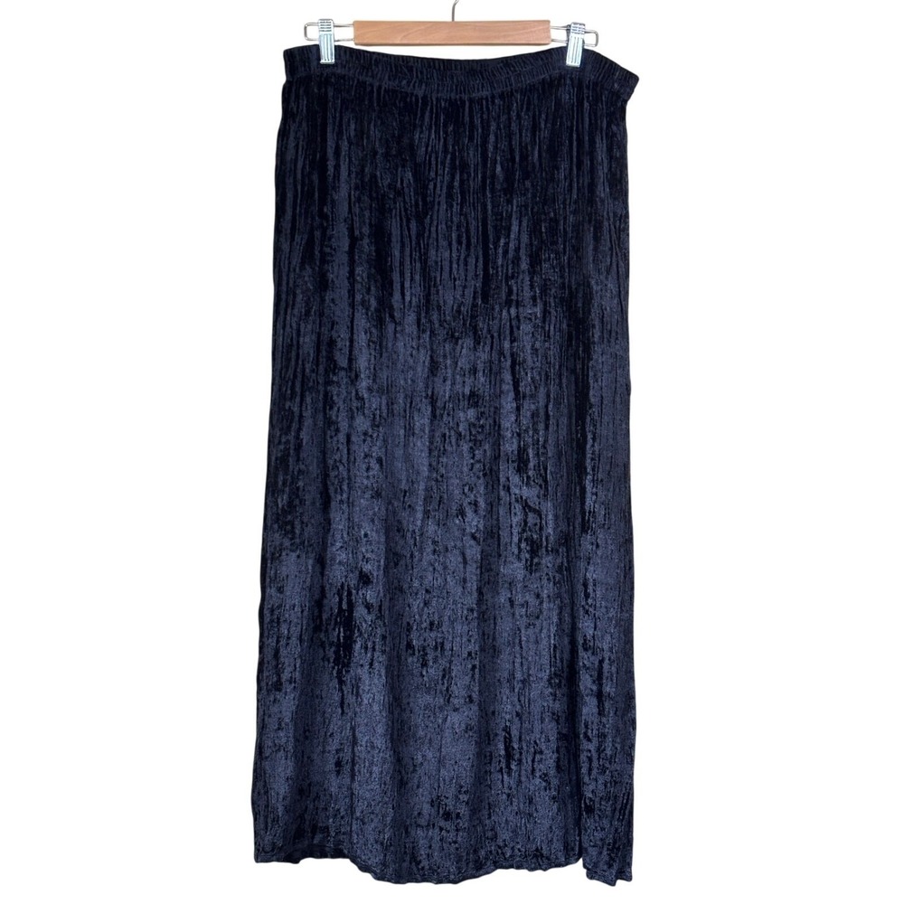 Vintage White Stag Black Crushed Velvet Maxi Skirt XL 16/18 Dark Romantic Witchy